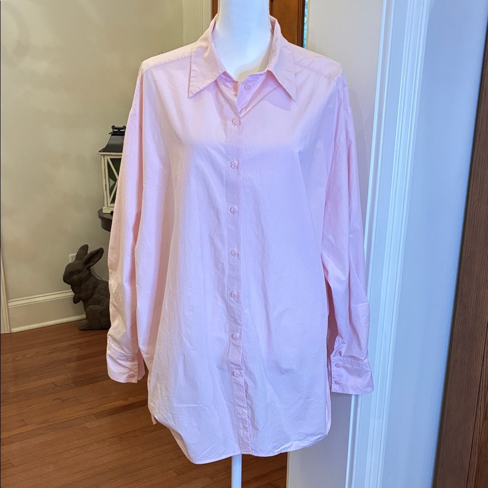 Zara Pink Button Down Shirt with Unique Side Ties